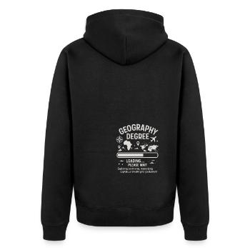 Geographie-Studium Laden - Unisex Premium Bio Zip Hoodie - Schwarz - Hinten - Nico (187cm)