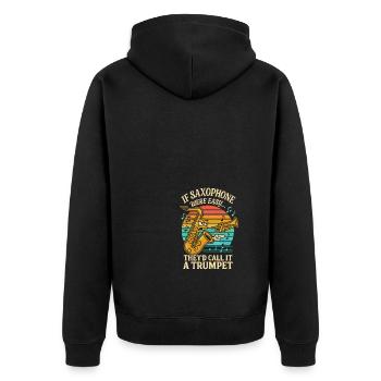 Wäre das Saxophon einfach, würde man es Trompete - Unisex Premium Bio Zip Hoodie - Schwarz - Hinten - Nico (187cm)