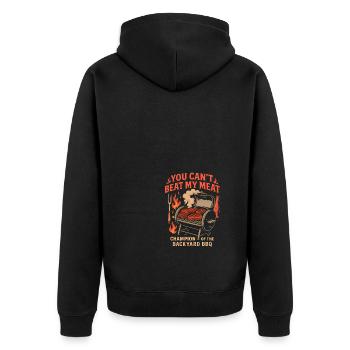 Du kannst mein Fleisch nicht schlagen - Unisex Premium Bio Zip Hoodie - Schwarz - Hinten - Nico (187cm)