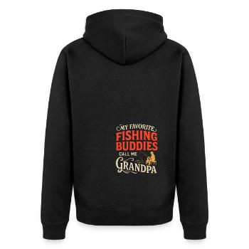 Meine Lieblings-Angelkameraden nennen mich Opa - Unisex Premium Bio Zip Hoodie - Schwarz - Hinten - Nico (187cm)