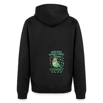 Qualifizierte Quaker Papageienmutter - Unisex Premium Bio Zip Hoodie - Schwarz - Hinten - Nico (187cm)
