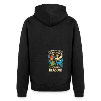 Ich schreie - Du schreist - Wir schreien alle ohne - Unisex Premium Bio Zip Hoodie - Schwarz - Hinten - Nico (187cm)