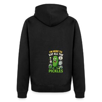 Ich bin hier, um alle Gurken zu essen - Unisex Premium Bio Zip Hoodie - Schwarz - Hinten - Nico (187cm)