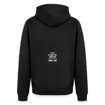 THIS IS WHAT AN AMAZING GRANDPA LOOKS LIKE - Unisex Premium Organic Zip Hoodie - black - Back - Nico (187cm)