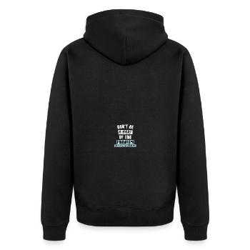 Don't BE A PART OF THE PROBLEM (Be the whole Probl - Unisex Premium Bio Zip Hoodie - Schwarz - Hinten - Nico (187cm)