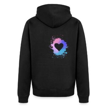 heart, colorful,pastel,painting,watercolor,pink,blue - Unisex Premium Organic Zip Hoodie - black - Back - Nico (187cm)