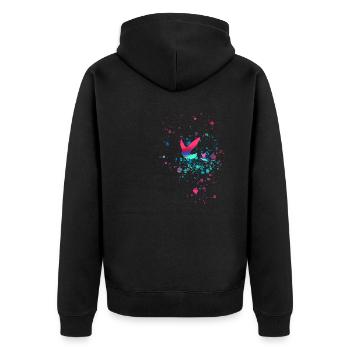tauben,taube,vögel,vogelschwarm,bunt,graffiti, - Unisex Premium Bio Zip Hoodie - Schwarz - Hinten - Nico (187cm)