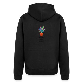 Reduce Reuse Recycle Klima retten - Unisex Premium Bio Zip Hoodie - Schwarz - Hinten - Nico (187cm)
