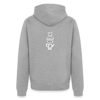 Tu as Chat pour être chaton moi - Veste à capuche bio Premium Unisexe - gris chiné - Dos - Nico (187cm)