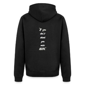 Shoot - Unisex Premium Bio Zip Hoodie - Schwarz - Hinten - Nico (187cm)
