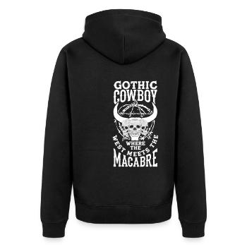 Cow-boy gothique où l’Occident rencontre le macabre - Veste à capuche bio Premium Unisexe - noir - Dos - Nico (187cm)