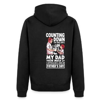 Counting Down the Days Father's Day - Unisex Premium Bio Zip Hoodie - Schwarz - Hinten - Nico (187cm)