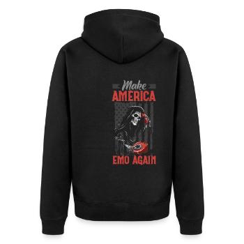 Emoticon Make America Emo Again Emocore Aesthetic - Unisex Premium Organic Zip Hoodie - black - Back - Nico (187cm)