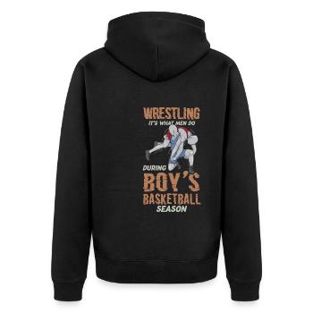Wrestling Saying Funny Wrestler - Unisex Premium Bio Zip Hoodie - Schwarz - Hinten - Nico (187cm)