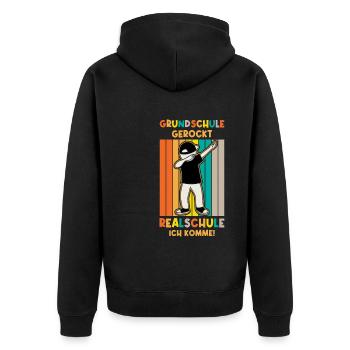 Grundschulabschluss Realschule Einschulung 5Klasse - Unisex Premium Bio Zip Hoodie - Schwarz - Hinten - Nico (187cm)