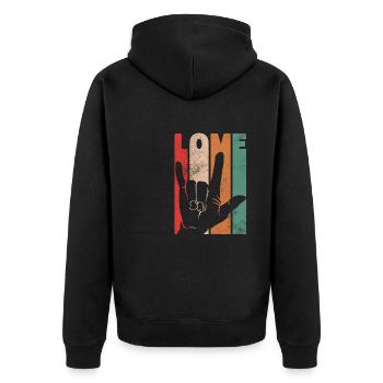 Love Deaf Pride - Unisex Premium Bio Zip Hoodie - Schwarz - Hinten - Nico (187cm)