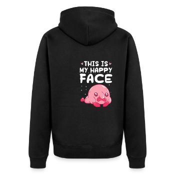 This is my happy face Design for an animal jokes - Unisex Premium Organic Zip Hoodie - black - Back - Nico (187cm)