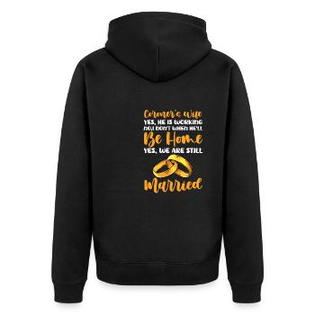 We Are Still Married - Husband In Military - Unisex Premium Organic Zip Hoodie - black - Back - Nico (187cm)