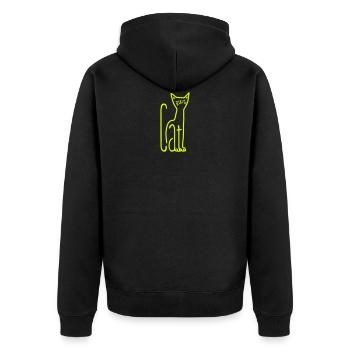 freche Katze aus Buchstaben Comicstyle - Unisex Premium Bio Zip Hoodie - Schwarz - Hinten - Nico (187cm)