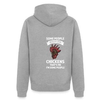 Hühnerhaltung Tierhaltung Geschenk - Unisex Premium Bio Zip Hoodie - Grau meliert - Hinten - Nico (187cm)
