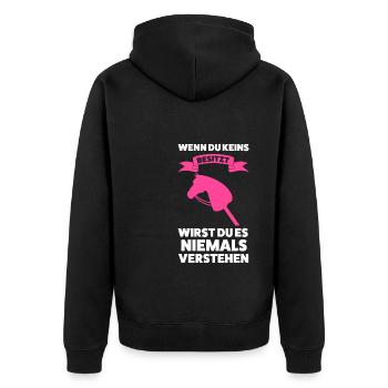 Hobby Horsing Pferd Steckenpferd Geschenk - Unisex Premium Bio Zip Hoodie - Schwarz - Hinten - Nico (187cm)