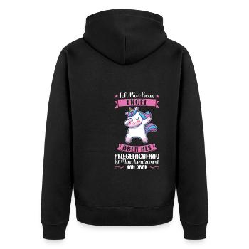 Krankenhaus Pflegefachfrau Pflegerin Geschenk - Unisex Premium Bio Zip Hoodie - Schwarz - Hinten - Nico (187cm)