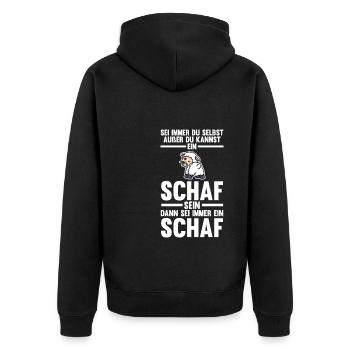 Schaf Landwirt Schafzüchter Geschenk - Unisex Premium Bio Zip Hoodie - Schwarz - Hinten - Nico (187cm)