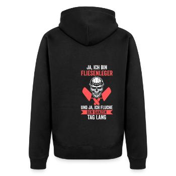 Fliesenleger Beruf Plattenleger Geschenk - Unisex Premium Bio Zip Hoodie - Schwarz - Hinten - Nico (187cm)