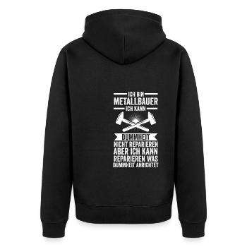 Metallbauer Beruf Metallbau Geschenk - Unisex Premium Bio Zip Hoodie - Schwarz - Hinten - Nico (187cm)