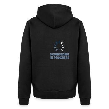 Weight Loss, Bariatric Surgery, Downsizing In - Unisex Premium Bio Zip Hoodie - Schwarz - Hinten - Nico (187cm)