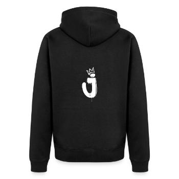J - Unisex Premium Bio Zip Hoodie - Schwarz - Hinten - Nico (187cm)