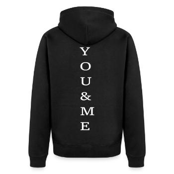 YOU&ME ..Du und Ich, was kann es schöneres geben?! - Unisex Premium Bio Zip Hoodie - Schwarz - Hinten - Nico (187cm)