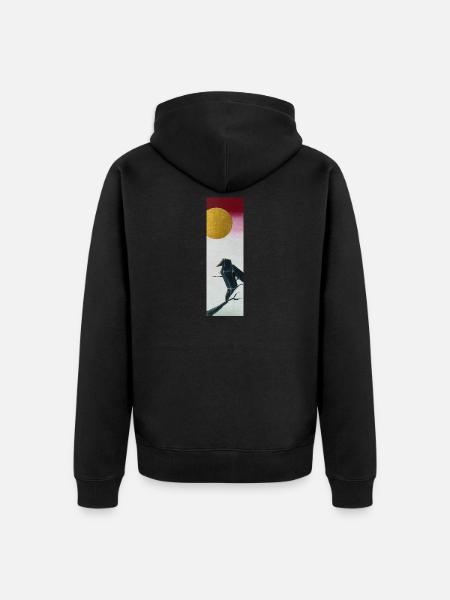 Origami Raven - Unisex Premium Organic Zip Hoodie - black