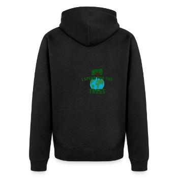 I Speak For Trees Save Earth Day - Unisex Premium Bio Zip Hoodie - Schwarz - Hinten - Nico (187cm)