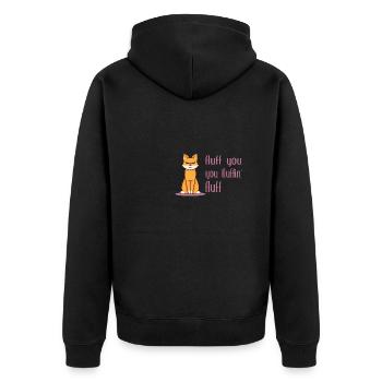 Fluff You You Fluffin' Fluff Sarcastic Cat Lover - Unisex Premium Bio Zip Hoodie - Schwarz - Hinten - Nico (187cm)