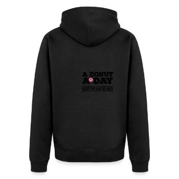 Donut A Day Funny Sugar Doctor Sweets - Unisex Premium Bio Zip Hoodie - Schwarz - Hinten - Nico (187cm)