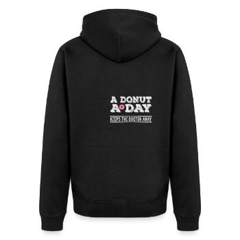Donut A Day Funny Sugar Doctor Sweets - Unisex Premium Bio Zip Hoodie - Schwarz - Hinten - Nico (187cm)