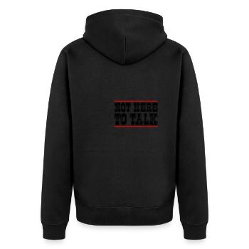 Gym Not Here To Talk Weightlifter Fitness - Unisex Premium Organic Zip Hoodie - black - Back - Nico (187cm)