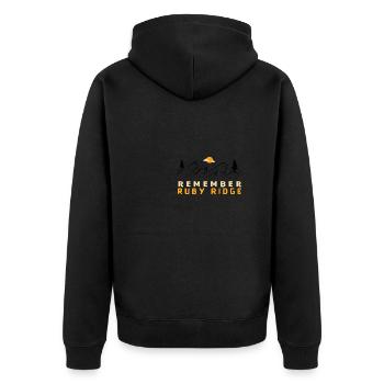 Remember Ruby Ridge Gun Rights - Unisex Premium Bio Zip Hoodie - Schwarz - Hinten - Nico (187cm)