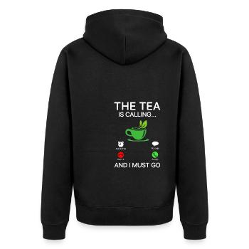 The Tea Is Calling So I Must Go Tea Lover Tea Drin - Unisex Premium Bio Zip Hoodie - Schwarz - Hinten - Nico (187cm)
