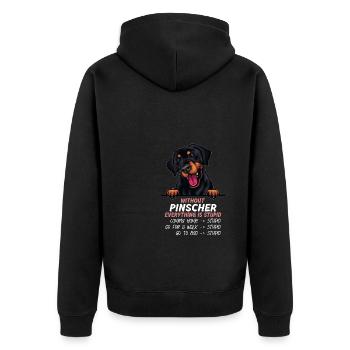 Ohne Pinscher ist alles doof - Unisex Premium Bio Zip Hoodie - Schwarz - Hinten - Nico (187cm)
