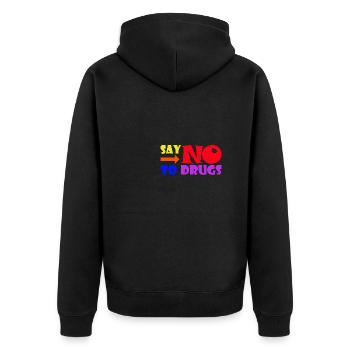 Retro Say No To Drugs - Unisex Premium Bio Zip Hoodie - Schwarz - Hinten - Nico (187cm)