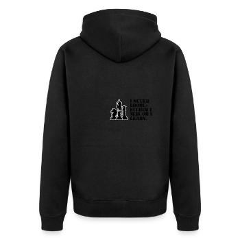 Chess I Never Loose I Either Win Or Learn Chess - Unisex Premium Bio Zip Hoodie - Schwarz - Hinten - Nico (187cm)