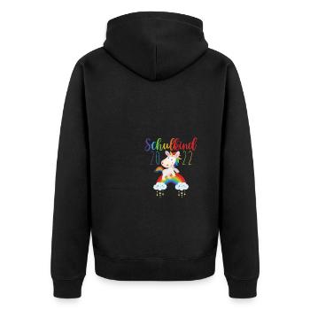 Einhorn - Schulkind 2022 - Einschulung - 1. Klasse - Unisex Premium Bio Zip Hoodie - Schwarz - Hinten - Nico (187cm)