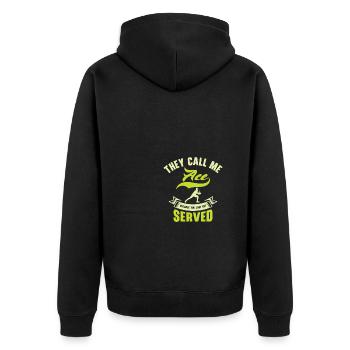 Tennisspieler - Unisex Premium Bio Zip Hoodie - Schwarz - Hinten - Nico (187cm)