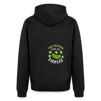 Diese Situation schreit nach Essiggurken - Unisex Premium Bio Zip Hoodie - Schwarz - Hinten - Nico (187cm)