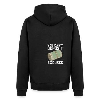 Sie können keine Ausreden hinterlegen - Unisex Premium Bio Zip Hoodie - Schwarz - Hinten - Nico (187cm)