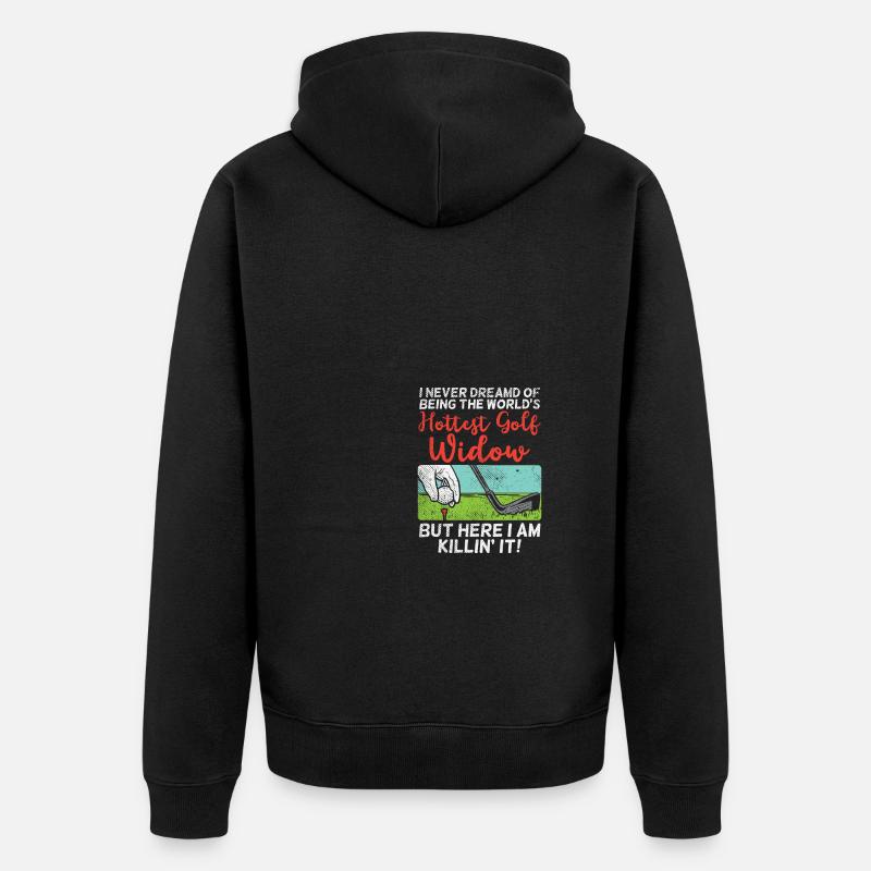 Heißeste Golf-Witwe - Unisex Premium Bio Zip Hoodie - Schwarz