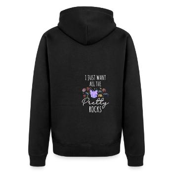 Ich will nur all die hübschen Steine - Unisex Premium Bio Zip Hoodie - Schwarz - Hinten - Nico (187cm)