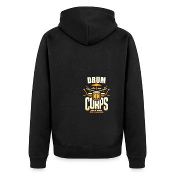 Drum Corps Wie ein Sport, nur härter - Unisex Premium Bio Zip Hoodie - Schwarz - Hinten - Nico (187cm)